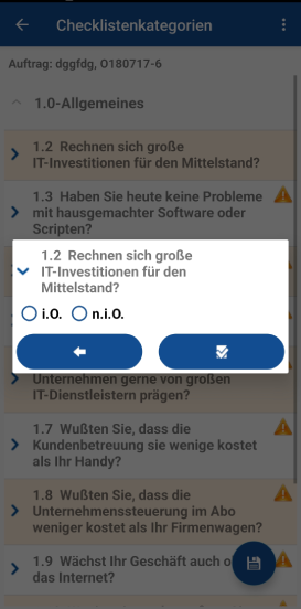 Quality-Check.App Prüfschritte der Checkliste durchlaufen